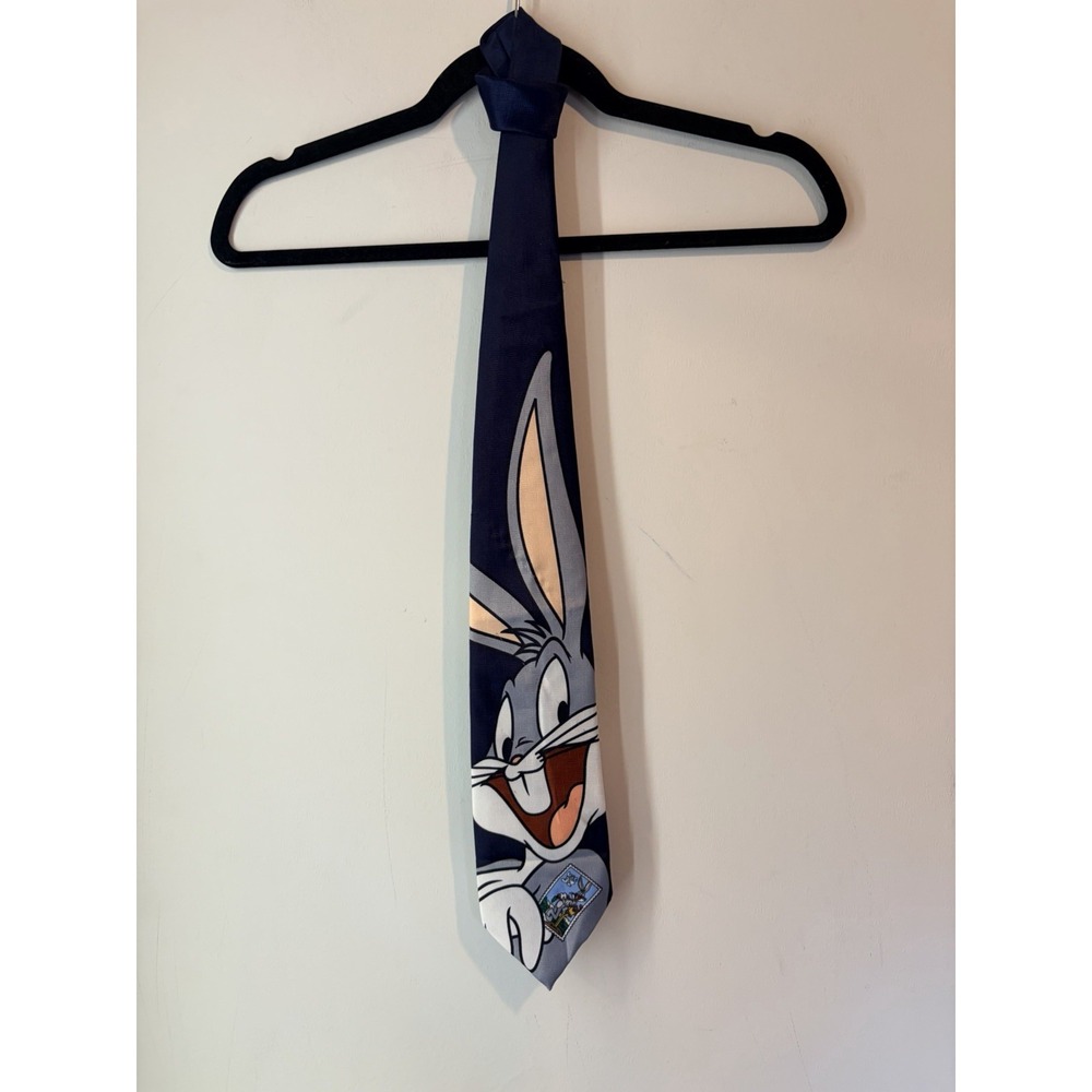 Vintage Looney Tunes Stamp Collection Bugs Bunny Neck Tie 1997‎ USPS Warner Bros